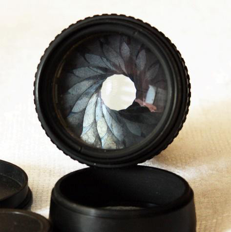 Figure 2.</it>Partie intérieure d'une lentille avec l'iris ou diaphragme visible.